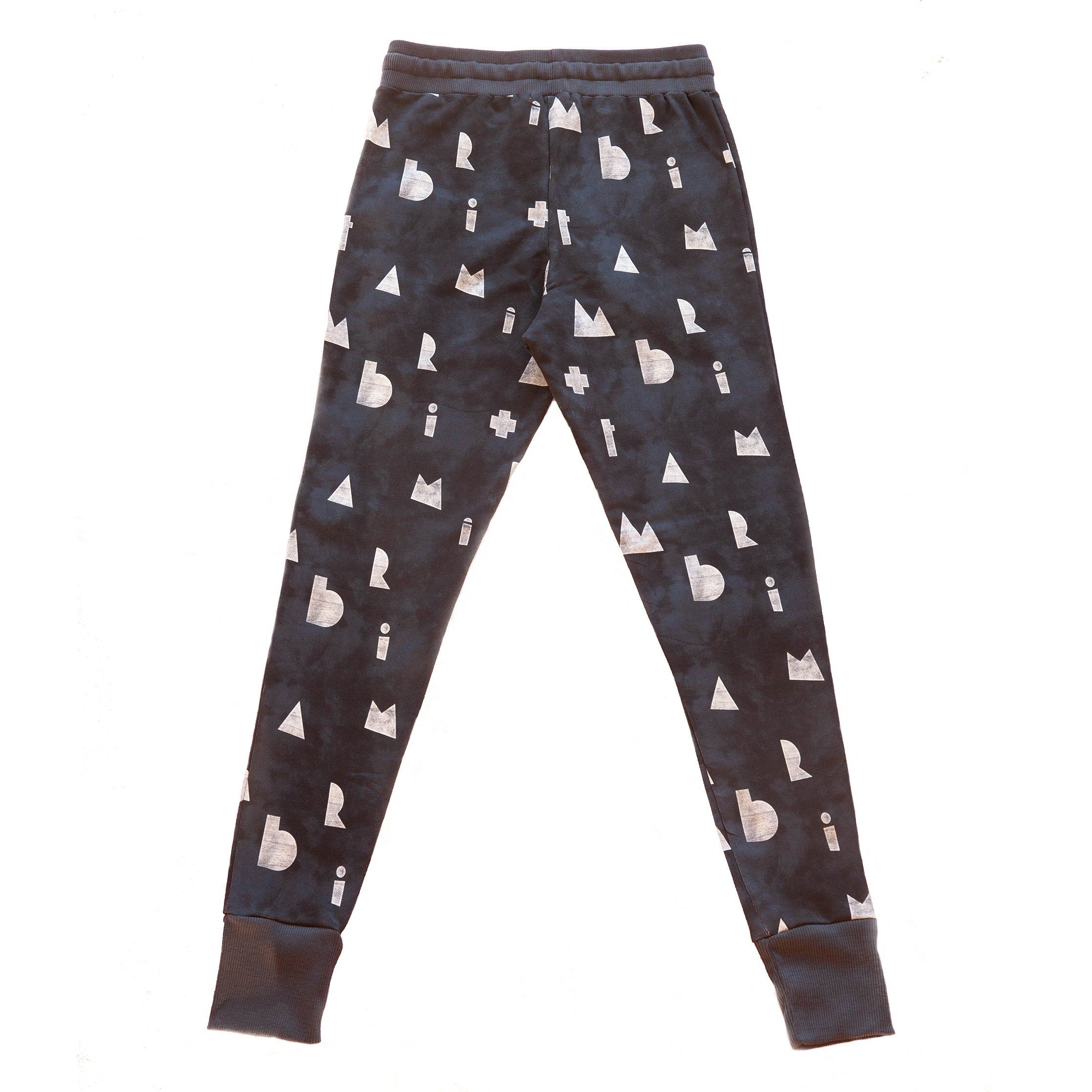 dark casual adult stretch pants with print, organic cotton
