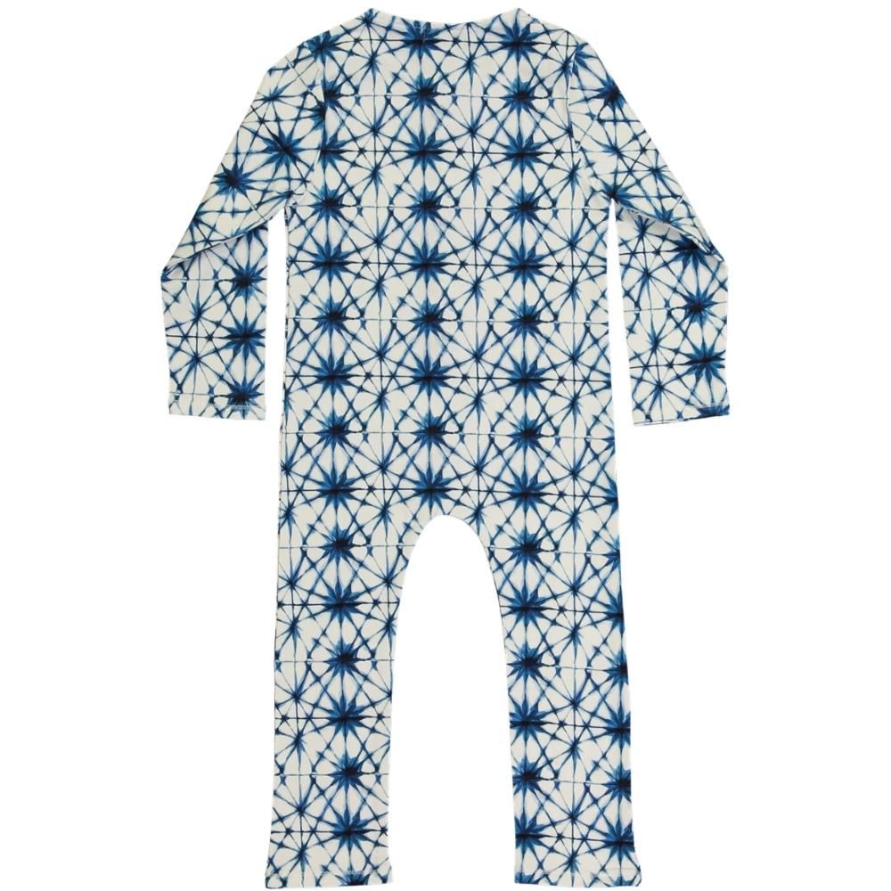 long sleeved kids playsuit, organic cotton, with ice crystal print